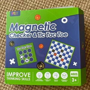 Magnetic Checker & Tic Tac Toe Game - Green and Blue